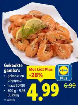 Lidl Gekookte gamba's aanbieding