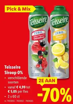 Lidl Teisseire Siroop 0% aanbieding