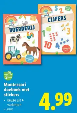 Lidl Montessori doeboek met stickers aanbieding