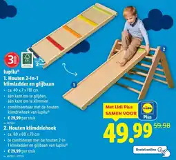 Lidl lupilu Houten 2-in-1 klimladder en glijbaan of Houten klimdriehoek aanbieding