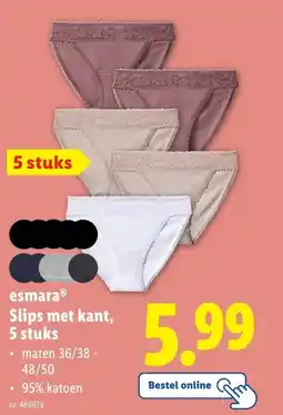 Lidl esmaraⓇ Slips met kant, 5 stuks aanbieding
