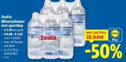 Lidl Saskia Mineraalwater met sportdop aanbieding