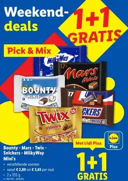 Lidl Bounty - Mars - Twix - Snickers - MilkyWay Mini's aanbieding