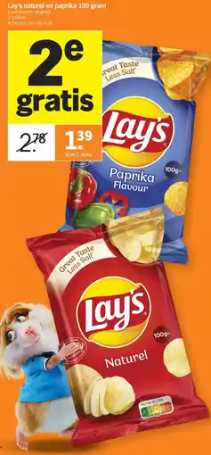 Albert Heijn Lay's naturel en paprika aanbieding