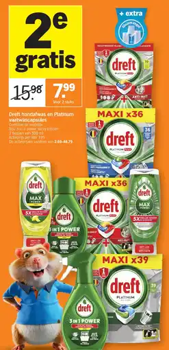 Albert Heijn Dreft handafwas en Platinum vaatwascapsules aanbieding