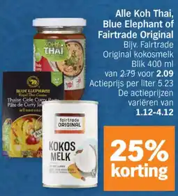 Albert Heijn Alle Koh Thai, Blue Elephant of Fairtrade Original aanbieding