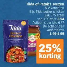 Albert Heijn Tilda of Patak's sauzen aanbieding