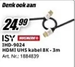 MediaMarkt ISY IHD-9024 HDMI UHS kabel 8K-3m aanbieding