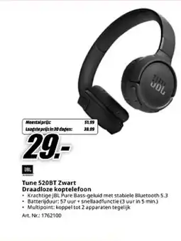 MediaMarkt JBL Tune 520BT Zwart Draadloze koptelefoon aanbieding