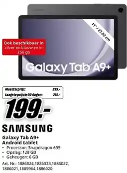 MediaMarkt Samsung Galaxy Tab A9+ Android tablet aanbieding