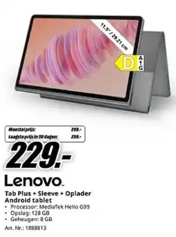 MediaMarkt Lenovo. Tab Plus + Sleeve + Oplader Android tablet aanbieding