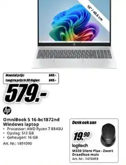 MediaMarkt hp OmniBook 5 16-bc1872nd Windows laptop aanbieding