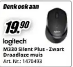 MediaMarkt logitech M330 Silent Plus - Zwart Draadloze muis aanbieding
