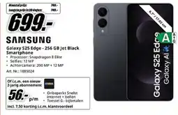 MediaMarkt Samsung Galaxy S25 Edge - 256 GB Jet Black Smartphone aanbieding