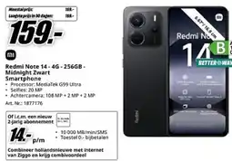 MediaMarkt Redmi Note 14-4G-256GB- Midnight Zwart Smartphone aanbieding
