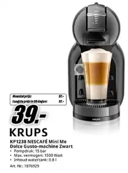 MediaMarkt Krups KP1238 NESCAFÉ Mini Me Dolce Gusto-machine Zwart aanbieding