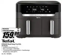 MediaMarkt Tefal EY942H Dual Easy Fry XXL Airfryer aanbieding