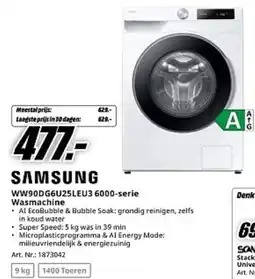 MediaMarkt Samsung WW90DG6U25LEU3 6000-serie Wasmachine aanbieding