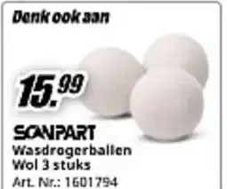 MediaMarkt Scanpart wasdrogerballen wol 3 stuks aanbieding