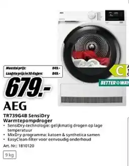 MediaMarkt AEG TR739G4B SensiDry Warmtepompdroger aanbieding