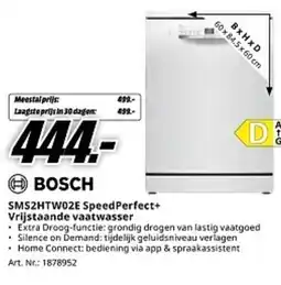 MediaMarkt Bosch SMS2HTW02E SpeedPerfect+ Vrijstaande vaatwasser aanbieding