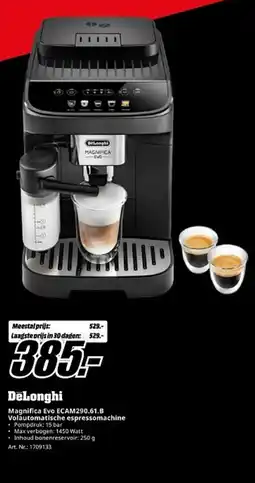 MediaMarkt DeLonghi Magnifica Evo ECAM290.61.B Volautomatische espressomachine aanbieding