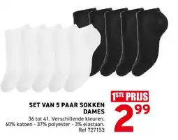 Trafic Set van 5 paar sokken dames aanbieding
