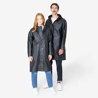 Decathlon Uniseks regenparka voor stadsfietsen zwart aanbieding