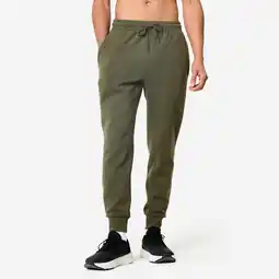 Decathlon Fitnessbroek voor heren slim fit kakigroen aanbieding