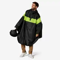 Decathlon FIETSPONCHO STAD ZICHTBAAR OVERDAG 120 ZWART/FLUOGEEL aanbieding