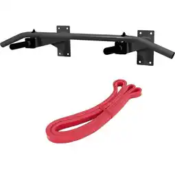 Decathlon Optrekstang met resistance band - Pull up bar met weerstandsband - Zwart - Rood aanbieding