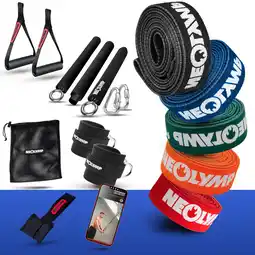 Decathlon Set van 5 fitnessbanden van stof– 5 weerstandsniveaus met draagtas en handgrepen aanbieding