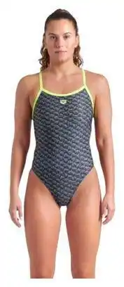 Decathlon Arena New Monogram Dos Challenge Dark Sage Multi/Artic Lime Damesbadpak aanbieding