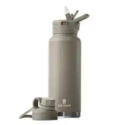 Decathlon Isolerende RVS drinkfles 1L, lekvrij met sportdop en rietjesdop aanbieding