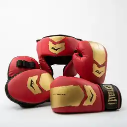 Decathlon Prospect 2 Boxing Kit - Bokshandschoenen, Pads en Hoofdbeschermer - Rood/Goud aanbieding