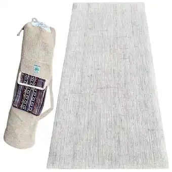Decathlon Natuurlijke yogamat rubber en jute - eco-artisanal + henneptas - 4 mm wit aanbieding