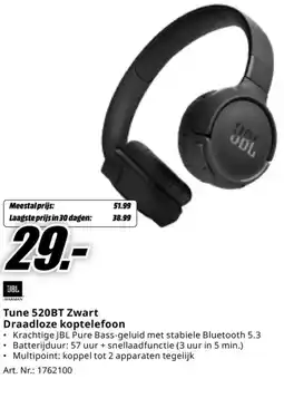 MediaMarkt Tune 520BT Zwart Draadloze koptelefoon aanbieding