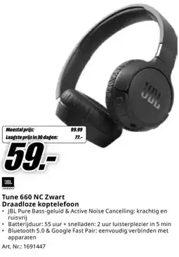 MediaMarkt Tune 660 NC Zwart Draadloze koptelefoon aanbieding