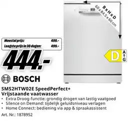 MediaMarkt ⑧BOSCH SMS2HTW02E SpeedPerfect+ Vrijstaande vaatwasser aanbieding