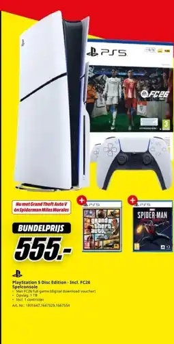 MediaMarkt B PlayStation 5 Disc Edition - Incl. FC26 Spelconsole aanbieding