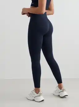 Decathlon Dames Yoga Legging Petite Geribbelde Naadloos Marineblauw aanbieding