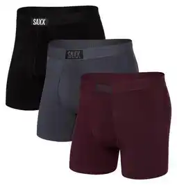 Decathlon SAXX Ultra Super Soft Fly Black Grey Bordeaux Heren Boxer 3-Pack aanbieding