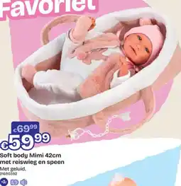 Dreamland Soft body Mimi 42cm met reiswieg en speen aanbieding