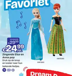 Dreamland Zingende Elsa en Anna pop aanbieding
