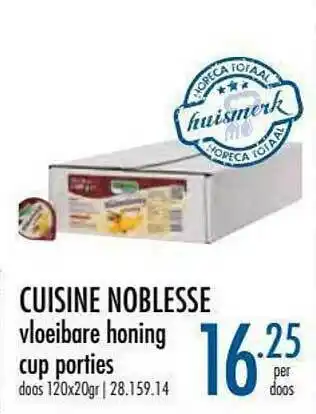 Horeca totaal Cuisine Noblesse Vloeibare Honing aanbieding