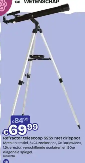 Dreamland Refractor telescoop 525x met driepoot aanbieding