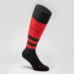 Decathlon Hoge rugbysokken heren R500 rood/zwart aanbieding