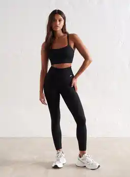 Decathlon Dames Yoga Legging Petite Geribbelde Naadloos Zwart aanbieding
