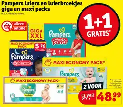 Kruidvat Pampers luiers en luierbroekjes giga en maxi packs aanbieding