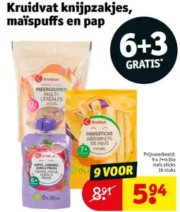 Kruidvat Kruidvat knijpzakjes, maïspuffs en pap aanbieding